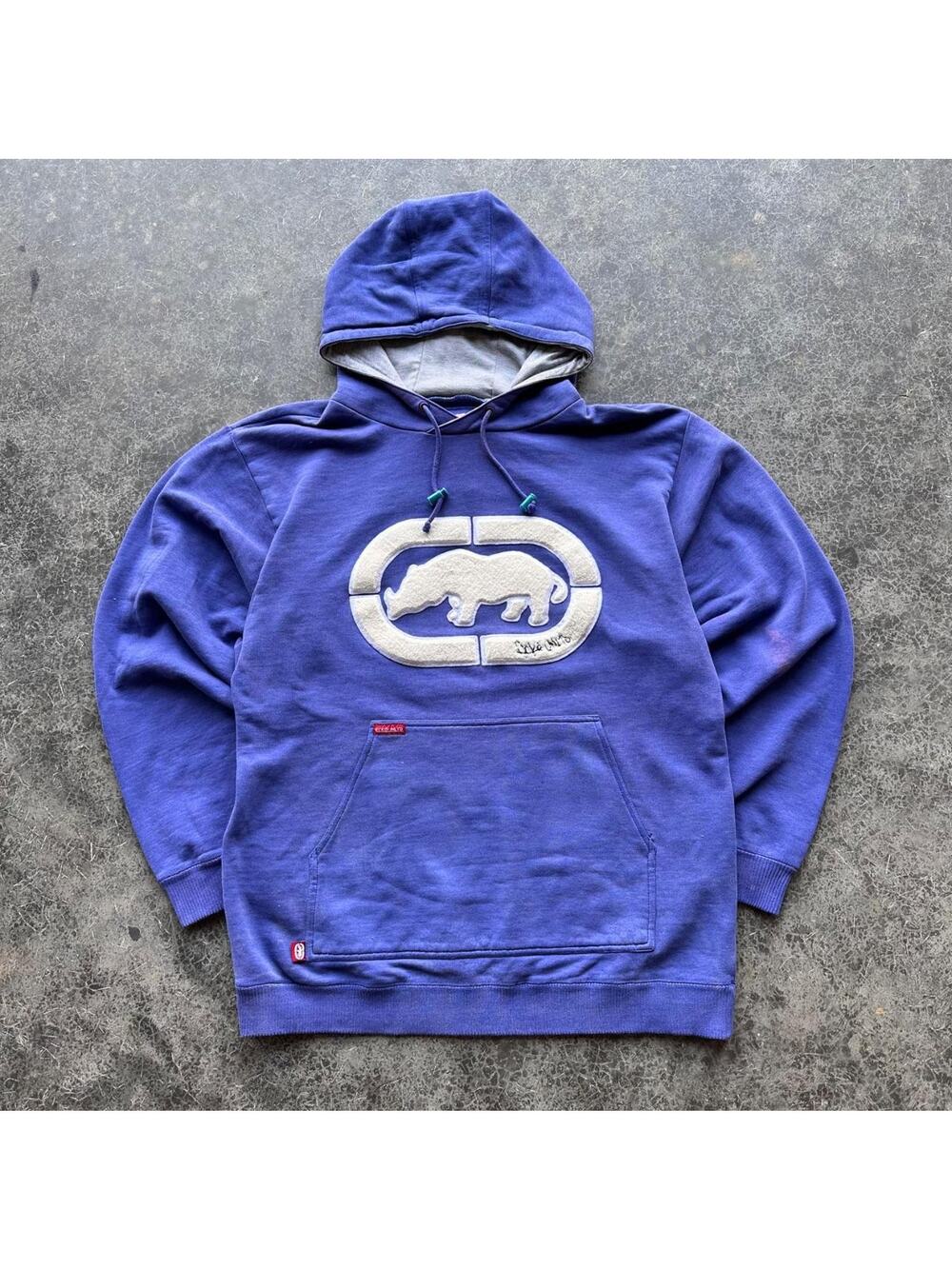 Vintage 90s 2000s Ecko skater Hip Hop Purple Blue Logo Graphic Hoodie large
